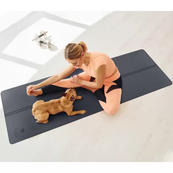 IUGA Eco Friendly Yoga Mat with Alignment Lines, Free Carry Strap, Non Slip TPE Yoga Mat for All Types of Yoga, Extra Large Exercise and Fitness Mat Size 72”X26”X1/4"