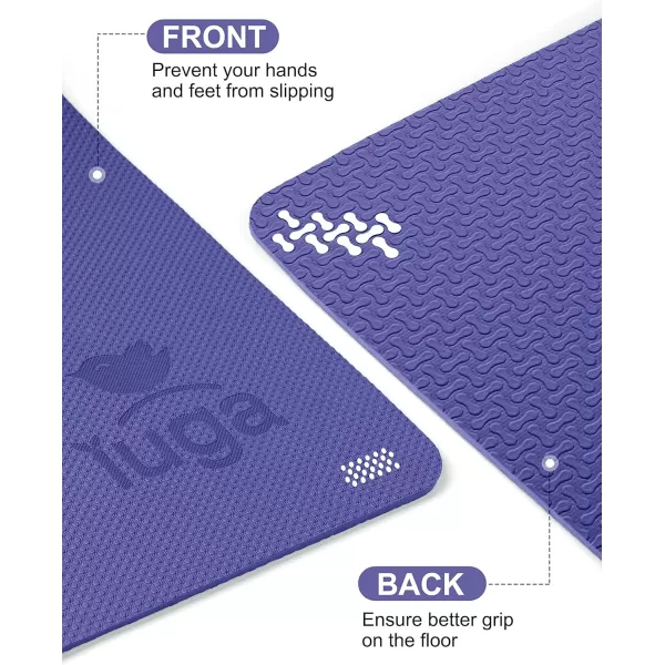 IUGA Eco Friendly Yoga Mat with Alignment Lines, Free Carry Strap, Non Slip TPE Yoga Mat for All Types of Yoga, Extra Large Exercise and Fitness Mat Size 72”X26”X1/4"