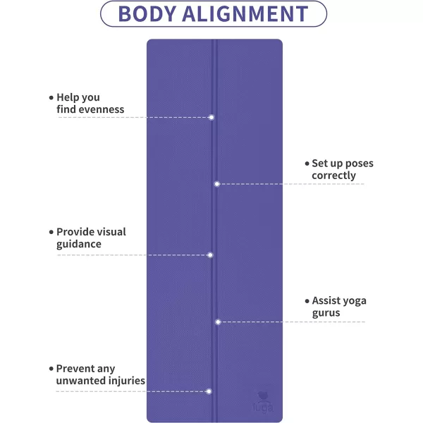 IUGA Eco Friendly Yoga Mat with Alignment Lines, Free Carry Strap, Non Slip TPE Yoga Mat for All Types of Yoga, Extra Large Exercise and Fitness Mat Size 72”X26”X1/4"