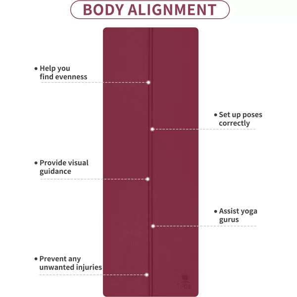 IUGA Eco Friendly Yoga Mat with Alignment Lines, Free Carry Strap, Non Slip TPE Yoga Mat for All Types of Yoga, Extra Large Exercise and Fitness Mat Size 72”X26”X1/4"