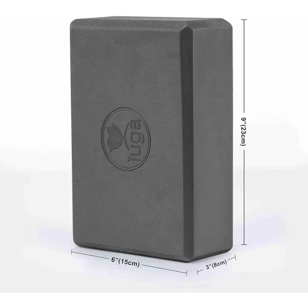 IUGA Yoga Blocks 2 Pack With Strap Non Slip High Density 9"x6"x3" Solid &amp; Cork Yoga Block With Yoga Strap to Improve Strength Balance for Yoga Pilates Meditation