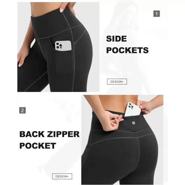 imageIUGA Fleece Lined Bootcut Yoga Pants with Pockets for Women Thermal Bootleg Pants Winter Workout Flare LeggingsBlack
