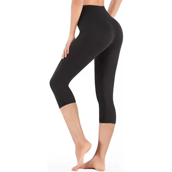 imageIUGA High Waisted Leggings for Women Running Workout Leggings with Inner Pocket Yoga Pants for WomenBlack Capris