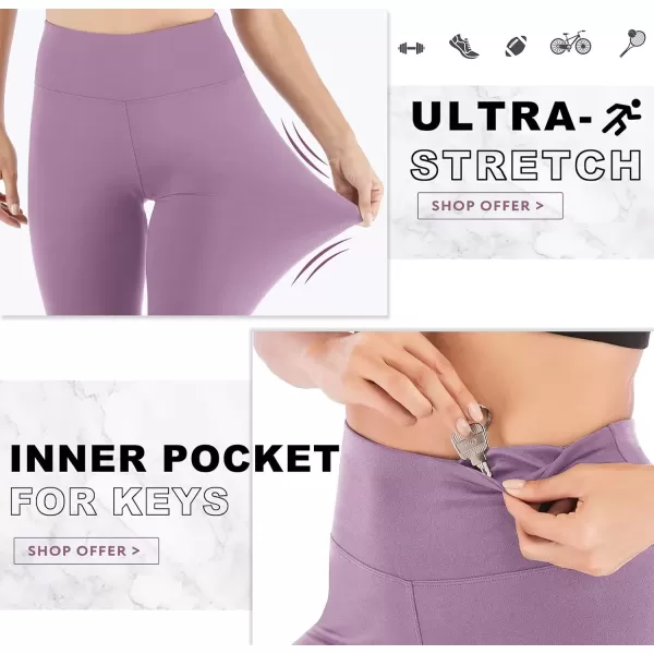imageIUGA High Waisted Leggings for Women Running Workout Leggings with Inner Pocket Yoga Pants for WomenCarnation Purple