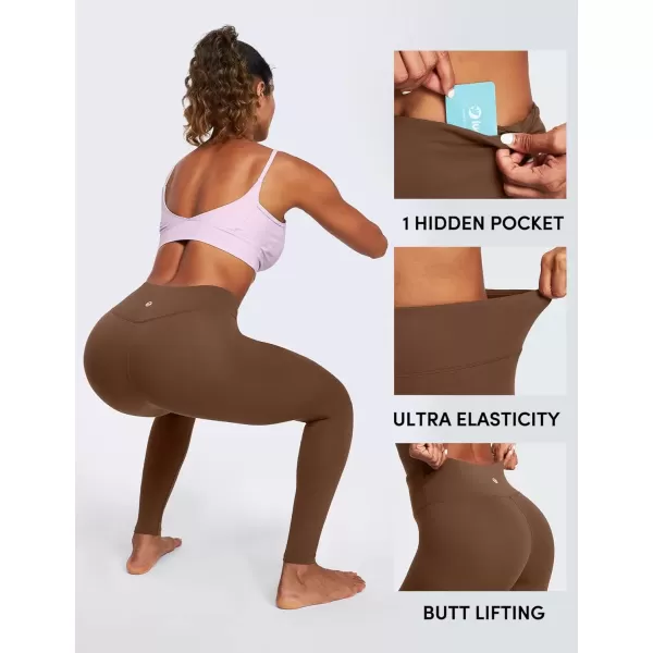 imageIUGA High Waisted Leggings for Women Running Workout Leggings with Inner Pocket Yoga Pants for WomenChestnut