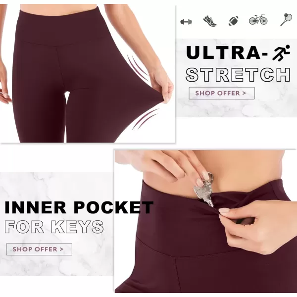 imageIUGA High Waisted Leggings for Women Running Workout Leggings with Inner Pocket Yoga Pants for WomenDark Violet