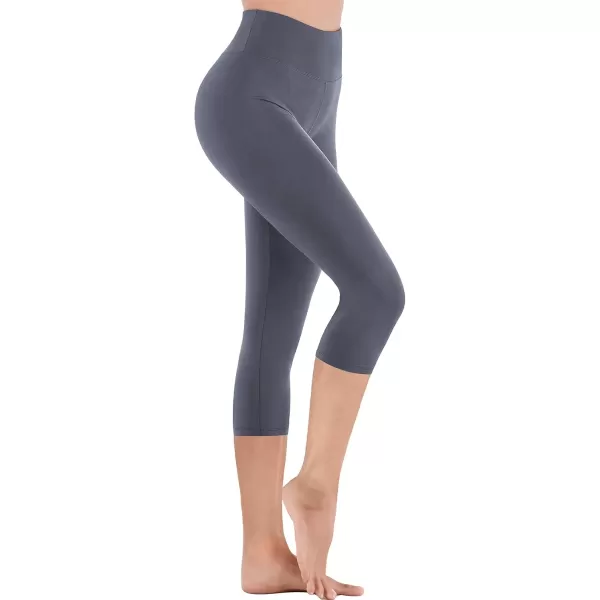 imageIUGA High Waisted Leggings for Women Running Workout Leggings with Inner Pocket Yoga Pants for WomenGray Capris
