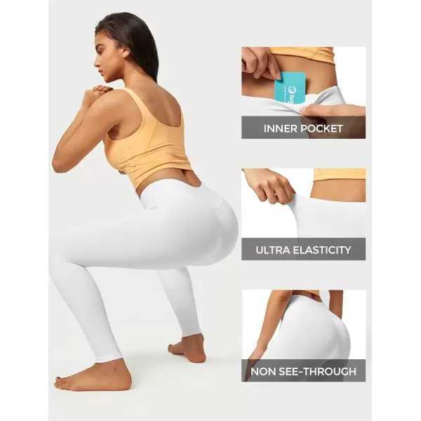imageIUGA High Waisted Leggings for Women Running Workout Leggings with Inner Pocket Yoga Pants for WomenSnow