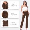 imageIUGA Bootcut Yoga Pants with Pockets for Women Wide Leg Pants High Waist Workout Pants Tummy Control Work Pants 4 PocketsBrown 30inseam