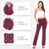 imageIUGA Bootcut Yoga Pants with Pockets for Women Wide Leg Pants High Waist Workout Pants Tummy Control Work Pants 4 PocketsMaroon 30inseam