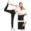 imageIUGA Girls Leggings with Pockets Dance Athletic Leggings for Girls Elastic Compression Kids Workout Leggings Running YogaBlack