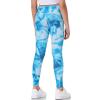 imageIUGA Girls Leggings with Pockets Dance Athletic Leggings for Girls Elastic Compression Kids Workout Leggings Running YogaBlue Tiedye