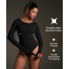 imageIUGA Long Sleeve Bodysuits for Women Crew Neck Body suit Womens Slimming Basic Tummy Control Bodysuit TopsBlack