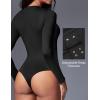 imageIUGA Long Sleeve Bodysuits for Women Crew Neck Body suit Womens Slimming Basic Tummy Control Bodysuit TopsFleece Lined Black