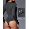 imageIUGA Long Sleeve Bodysuits for Women Crew Neck Body suit Womens Slimming Basic Tummy Control Bodysuit TopsFleece Lined Grey