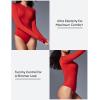 imageIUGA Long Sleeve Bodysuits for Women Crew Neck Body suit Womens Slimming Basic Tummy Control Bodysuit TopsFleece Lined Red