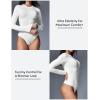 imageIUGA Long Sleeve Bodysuits for Women Crew Neck Body suit Womens Slimming Basic Tummy Control Bodysuit TopsFleece Lined White