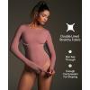 imageIUGA Long Sleeve Bodysuits for Women Crew Neck Body suit Womens Slimming Basic Tummy Control Bodysuit TopsMerlot