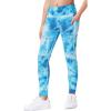 imageIUGA Girls Leggings with Pockets Dance Athletic Leggings for Girls Elastic Compression Kids Workout Leggings Running YogaBlue Tiedye