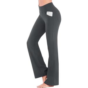 imageIUGA Bootcut Yoga Pants with Pockets for Women Wide Leg Pants High Waist Workout Pants Tummy Control Work Pants 4 PocketsGray 30inseam