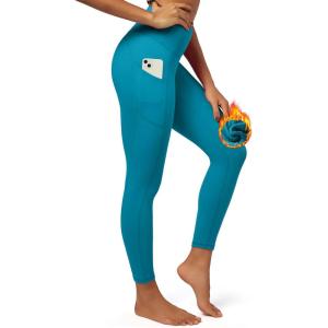 imageIUGA Fleece Lined Leggings with Pockets for Women Thermal Leggings for Women High Waisted Yoga Pants Winter Workout LeggingsDark Cyan