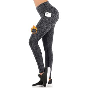 imageIUGA Fleece Lined Leggings with Pockets for Women Thermal Leggings for Women High Waisted Yoga Pants Winter Workout LeggingsSpace Dye Black2020