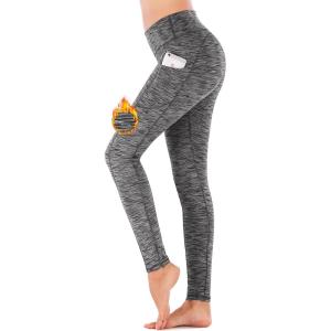 imageIUGA Fleece Lined Leggings with Pockets for Women Thermal Leggings for Women High Waisted Yoga Pants Winter Workout LeggingsSpace Dye Gray2020