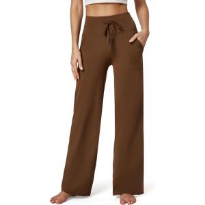 imageIUGA Wide Leg Yoga Pants for Women Sweatpants with Pockets Yoga Pants Flare Lounge Pants Loose High Waist Comfy Workout DanceBrown 31inseam