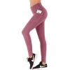 imageIUGA Compression Leggings for Women Tummy Control No Front Seam Leggings with Pockets High Waisted Workout Yoga PantsPale Red Violetbasic