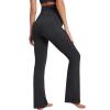 imageIUGA Fleece Lined Maternity Pants with Pockets Maternity Yoga Pants Flare Bootcut Pregnancy Pants Over The Belly Work LoungeBlack