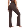 imageIUGA Fleece Lined Maternity Pants with Pockets Maternity Yoga Pants Flare Bootcut Pregnancy Pants Over The Belly Work LoungeCoffee