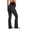 imageIUGA Fleece Lined Maternity Pants with Pockets Maternity Yoga Pants Flare Bootcut Pregnancy Pants Over The Belly Work LoungeSpacedye Mattblack