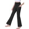 imageIUGA Girls Flare Leggings High Waist Cute Preppy Clothes for Girls Uniform Pants with Pockets Bell Bottom PantsBlack