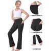 imageIUGA Girls Flare Leggings High Waist Cute Preppy Clothes for Girls Uniform Pants with Pockets Bell Bottom PantsBlack