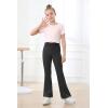 imageIUGA Girls Flare Leggings High Waist Cute Preppy Clothes for Girls Uniform Pants with Pockets Bell Bottom PantsBlack