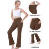 imageIUGA Girls Flare Leggings High Waist Cute Preppy Clothes for Girls Uniform Pants with Pockets Bell Bottom PantsBrownie