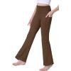 imageIUGA Girls Flare Leggings High Waist Cute Preppy Clothes for Girls Uniform Pants with Pockets Bell Bottom PantsBrownie