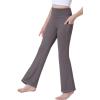 imageIUGA Girls Flare Leggings High Waist Cute Preppy Clothes for Girls Uniform Pants with Pockets Bell Bottom PantsDark Grey