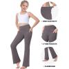 imageIUGA Girls Flare Leggings High Waist Cute Preppy Clothes for Girls Uniform Pants with Pockets Bell Bottom PantsDark Grey