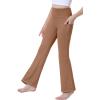 imageIUGA Girls Flare Leggings High Waist Cute Preppy Clothes for Girls Uniform Pants with Pockets Bell Bottom PantsDark Khaki