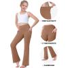 imageIUGA Girls Flare Leggings High Waist Cute Preppy Clothes for Girls Uniform Pants with Pockets Bell Bottom PantsDark Khaki