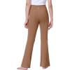 imageIUGA Girls Flare Leggings High Waist Cute Preppy Clothes for Girls Uniform Pants with Pockets Bell Bottom PantsDark Khaki