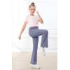 imageIUGA Girls Flare Leggings High Waist Cute Preppy Clothes for Girls Uniform Pants with Pockets Bell Bottom PantsGrey Blue