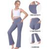 imageIUGA Girls Flare Leggings High Waist Cute Preppy Clothes for Girls Uniform Pants with Pockets Bell Bottom PantsGrey Blue