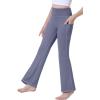 imageIUGA Girls Flare Leggings High Waist Cute Preppy Clothes for Girls Uniform Pants with Pockets Bell Bottom PantsGrey Blue