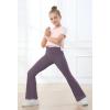 imageIUGA Girls Flare Leggings High Waist Cute Preppy Clothes for Girls Uniform Pants with Pockets Bell Bottom PantsGrey Purple