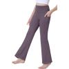 imageIUGA Girls Flare Leggings High Waist Cute Preppy Clothes for Girls Uniform Pants with Pockets Bell Bottom PantsGrey Purple
