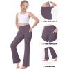 imageIUGA Girls Flare Leggings High Waist Cute Preppy Clothes for Girls Uniform Pants with Pockets Bell Bottom PantsGrey Purple