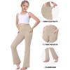 imageIUGA Girls Flare Leggings High Waist Cute Preppy Clothes for Girls Uniform Pants with Pockets Bell Bottom PantsKhaki