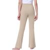 imageIUGA Girls Flare Leggings High Waist Cute Preppy Clothes for Girls Uniform Pants with Pockets Bell Bottom PantsKhaki